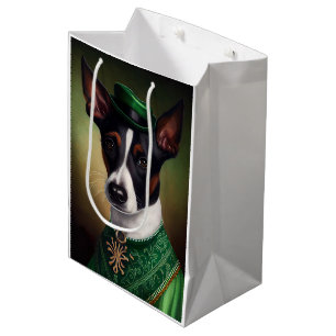 Sacola Para Presentes Média Rat Terrier Dog na Rua.