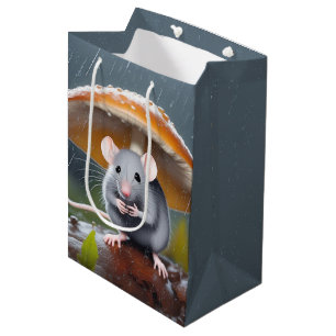 Sacola Para Presentes Média Rato de cinza debaixo de uma ferramenta