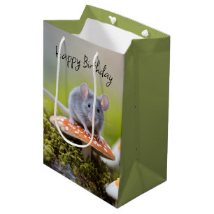 Sacola Para Presentes Média Rato no Toadstool Aniversário
