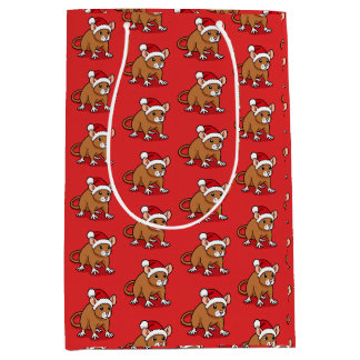 Sacola Para Presentes Média Rato usando chapéu de Papai Noel