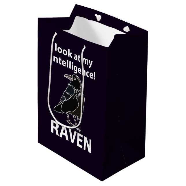 Sacola Para Presentes Média Raven Olhe Minha Inteligência Raven (Frente inclinada)
