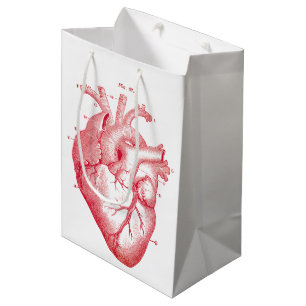 Sacola Para Presentes Média Red Anatomical Heart Vintage Impressão Medium Gif