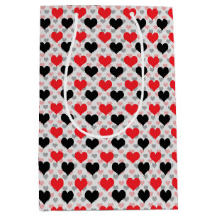 Sacola Para Presentes Média Red Black Namorados Love Hearts