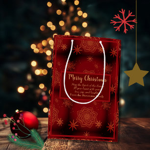 Sacola Para Presentes Média Red Felry Christmas personalizado