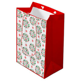 Sacola Para Presentes Média Red Green Felry Wreath Medium Gift Bag