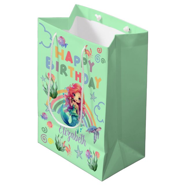 Sacola Para Presentes Média Red Mermaid Gift Bag in Green (Frente inclinada)