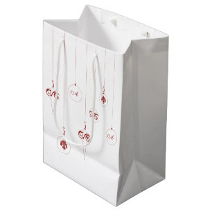 Sacola Para Presentes Média Red Monograma Bauble Enfeites de natal Gift Bag