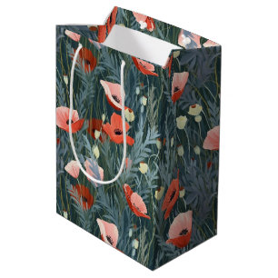 Sacola Para Presentes Média Red Poppy Meadow