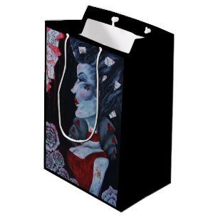 Sacola Para Presentes Média Red Queen Hearts Alice Wonderland Rosa Art
