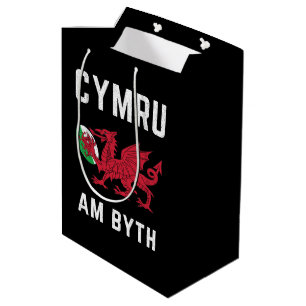 Sacola Para Presentes Média Red Welsh Dragon Cymru Roots Rugby Fan Wales Flag