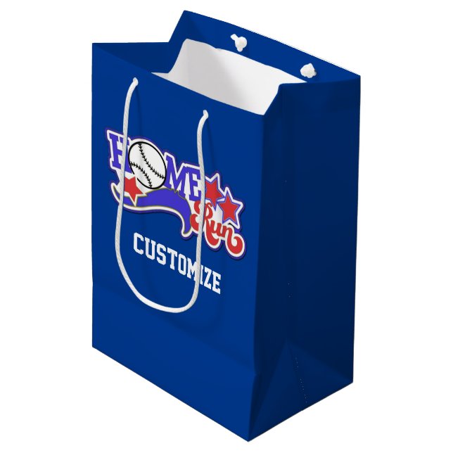 Sacola Para Presentes Média Red White e Blue Home Run Baseball Gift Bag (Frente inclinada)