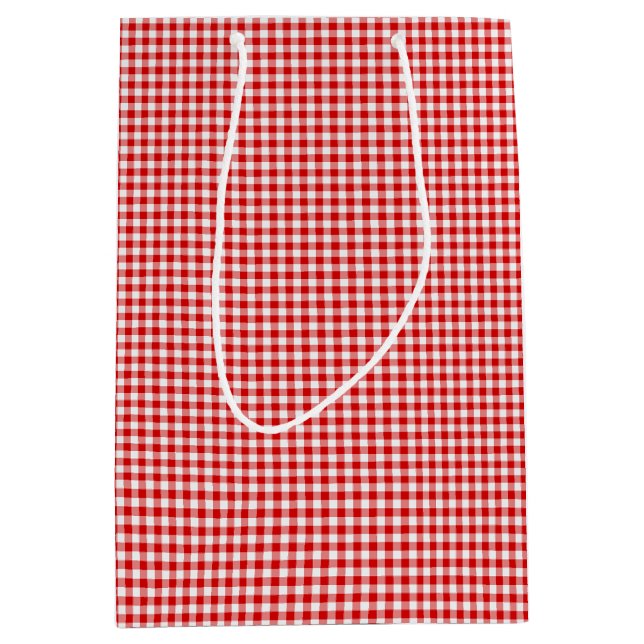 Sacola Para Presentes Média Red White Gingham-GIFT BAG (Frente)