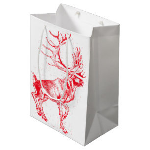 Sacola Para Presentes Média Reindeer Toile de Jouy Gift Bag