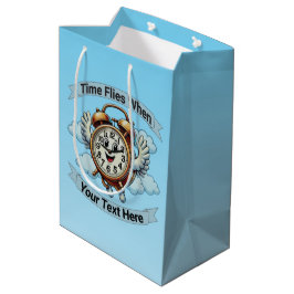 Sacola Para Presentes Média Relógio de Voo Personalizável "Quando"