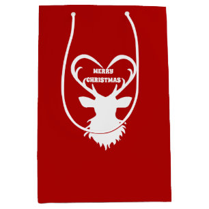 Sacola Para Presentes Média Rena de Natal em vermelho