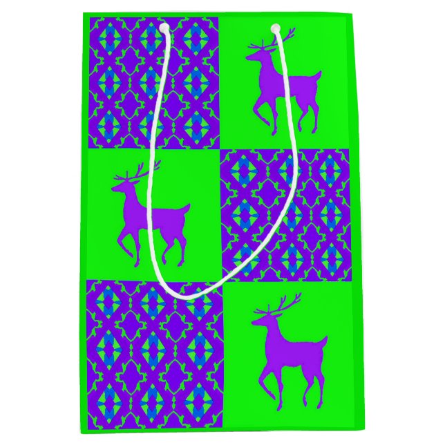 Sacola Para Presentes Média Rena roxa (Frente)