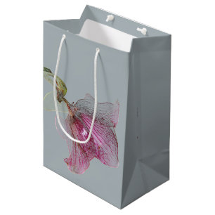 Sacola Para Presentes Média Resíduo metálico médio do design da flor do sac