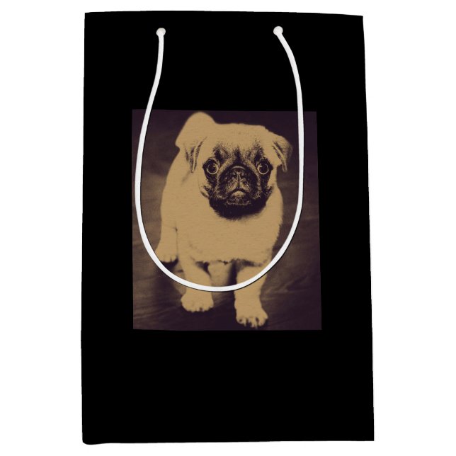 Sacola Para Presentes Média Retrato de Cachorro Cachorro (Frente)