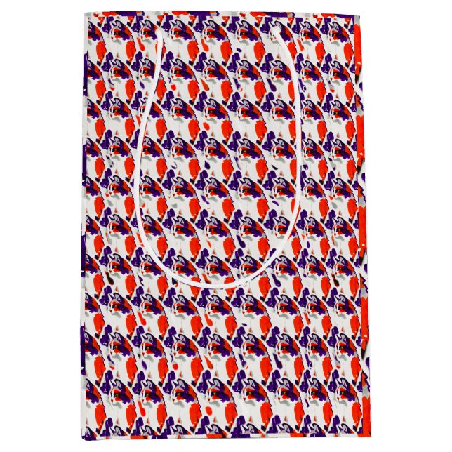 Sacola Para Presentes Média Retrato Gato - Arte Gráfica Negrito Laranja e Viol (Frente)