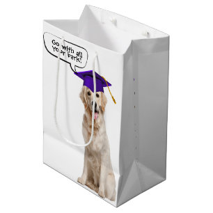 Sacola Para Presentes Média Retriever Ouro formando com Boné Roxo