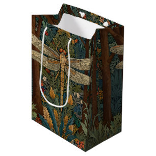 Sacola Para Presentes Média Retro art nouveau dragonfly boho chic