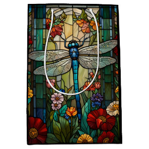 Sacola Para Presentes Média Retro art nouveau dragonfly boho chic