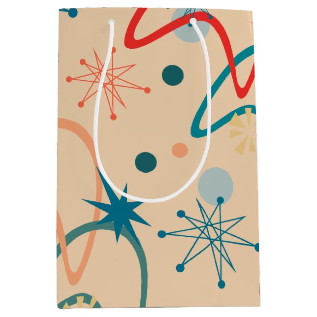 Sacola Para Presentes Média Retro Atômica dos anos 50 (Frente)