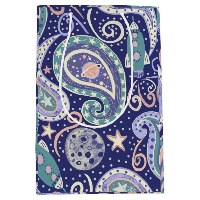 Sacola Para Presentes Média Retro Fun Galaxy (Frente)