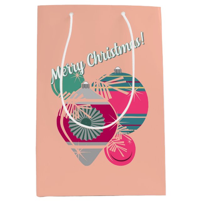 Sacola Para Presentes Média Retro Shiny Ornaments Natal (Frente)