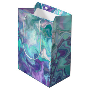 Sacola Para Presentes Média Rhapsodia Roxo-Azul Abstrato Art