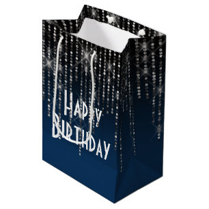 Sacola Para Presentes Média Rhinestone Bling Birthday