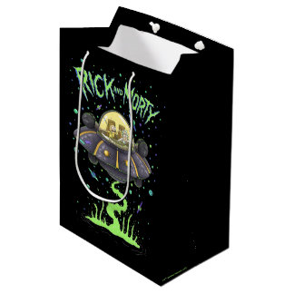 Sacola Para Presentes Média RICK E MORTY™ | Gráfico de Voo Espacial Ilustrado