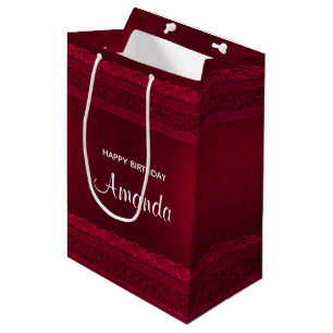 Sacola Para Presentes Média Rico e Na moda de Fundo Vermelho Elegante