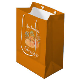 Sacola Para Presentes Média Rico Outono Aconchegante Laranja Queimada Bênçãos