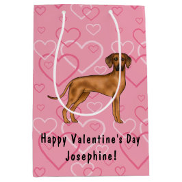 Sacola Para Presentes Média Ridgeback Dog Love Heart Pink