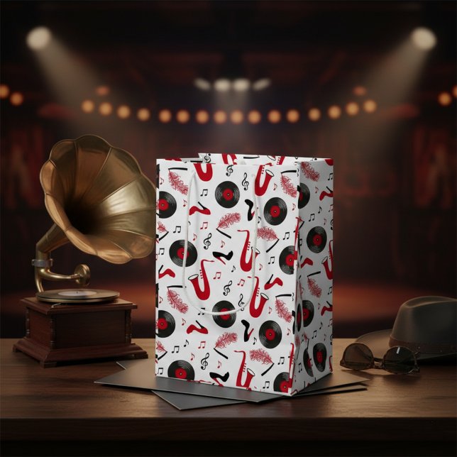 Sacola Para Presentes Média Roaring 1920 Art Deco (Criador carregado)