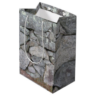 Sacola Para Presentes Média Rochas Cinzas Velha Parede de Pedra