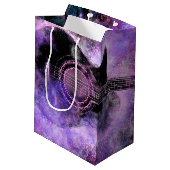 Sacola Para Presentes Média Rock N Roll Guitar Music Gift Bag (Verso inclinado)