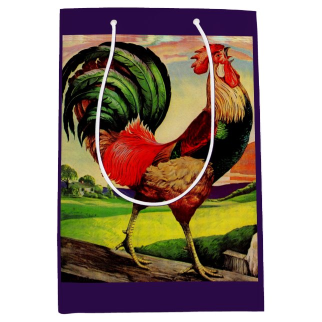 Sacola Para Presentes Média Rocky the Handsome Rooster (Frente)