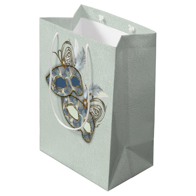 Sacola Para Presentes Média Rococo Rich Pattern design com Máscaras (Verso inclinado)