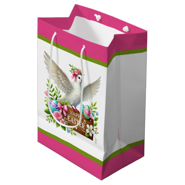 Sacola Para Presentes Média Rola de Páscoa feliz fofa (Frente inclinada)
