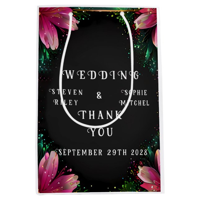 Sacola Para Presentes Média Romance Brilhante: Um Tema De Casamento Floral De  (Frente)