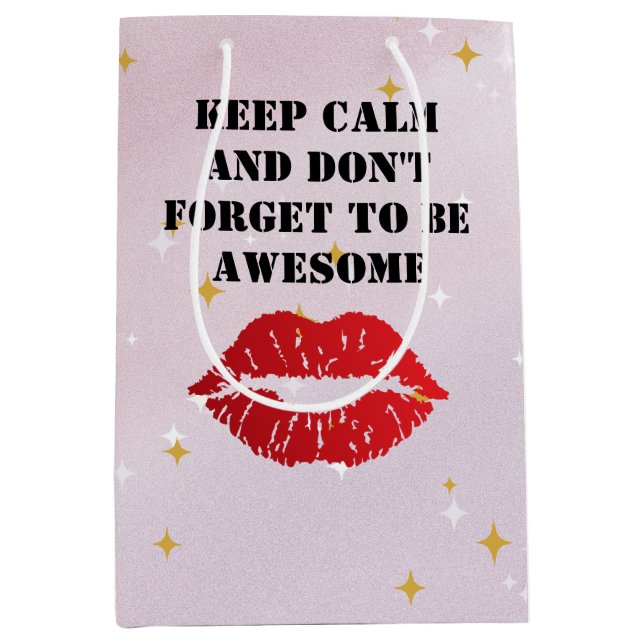 Sacola Para Presentes Média Romantic chic luxe red lips (Frente)