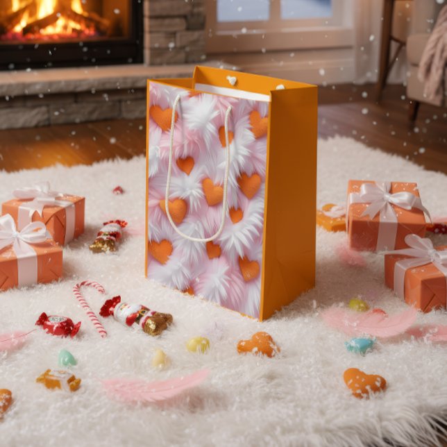 Sacola Para Presentes Média Romantic Heart Pattern Gift Bag (Criador carregado)