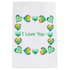Sacola Para Presentes Média Romântico Minimalista Eu Te Amo Dia de os namorado