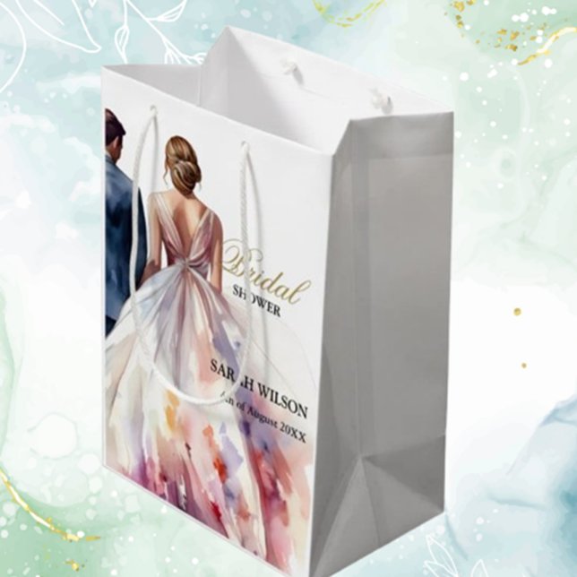 Sacola Para Presentes Média Rosa Boho Floral Chá de panela Russo (perfect for heartfelt gifts. Add a charming touch to your special day!)