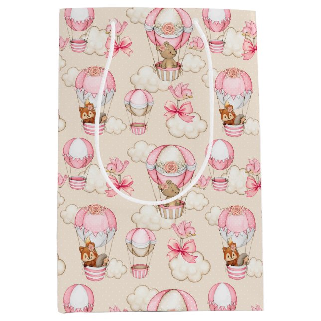 Sacola Para Presentes Média Rosa chá de fraldas (Frente)