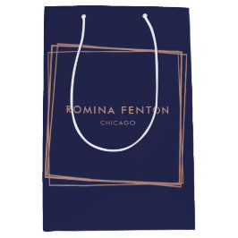 Sacola Para Presentes Média Rosa de abstrato Gold Foil Frames Moderno Professi