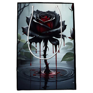Sacola Para Presentes Média Rosa de preto estranho