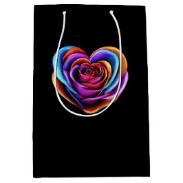 Sacola Para Presentes Média Rosa Dia de os namorados Colorido em Forma de Cora